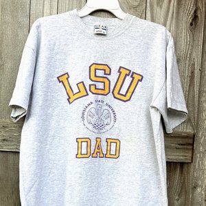Vtg LSU DAD t-shirt lt grey sz L with LSU (1860) seal (over 30 years old)